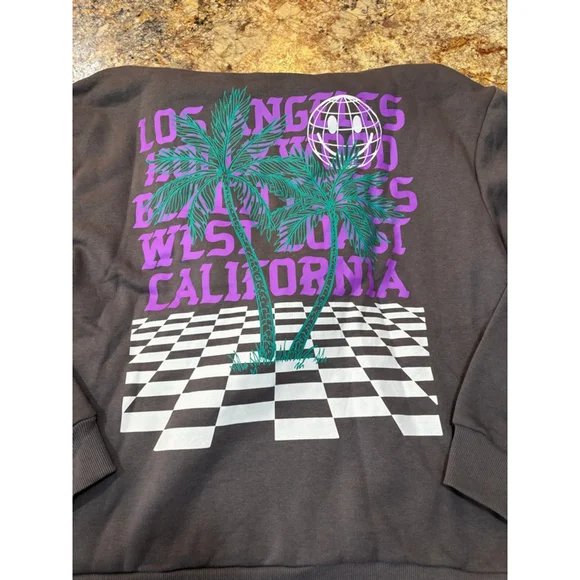 Hybrid Apparel “Los Angeles California” Palm Trees Checkerboard Crewneck - Picture 2 of 7